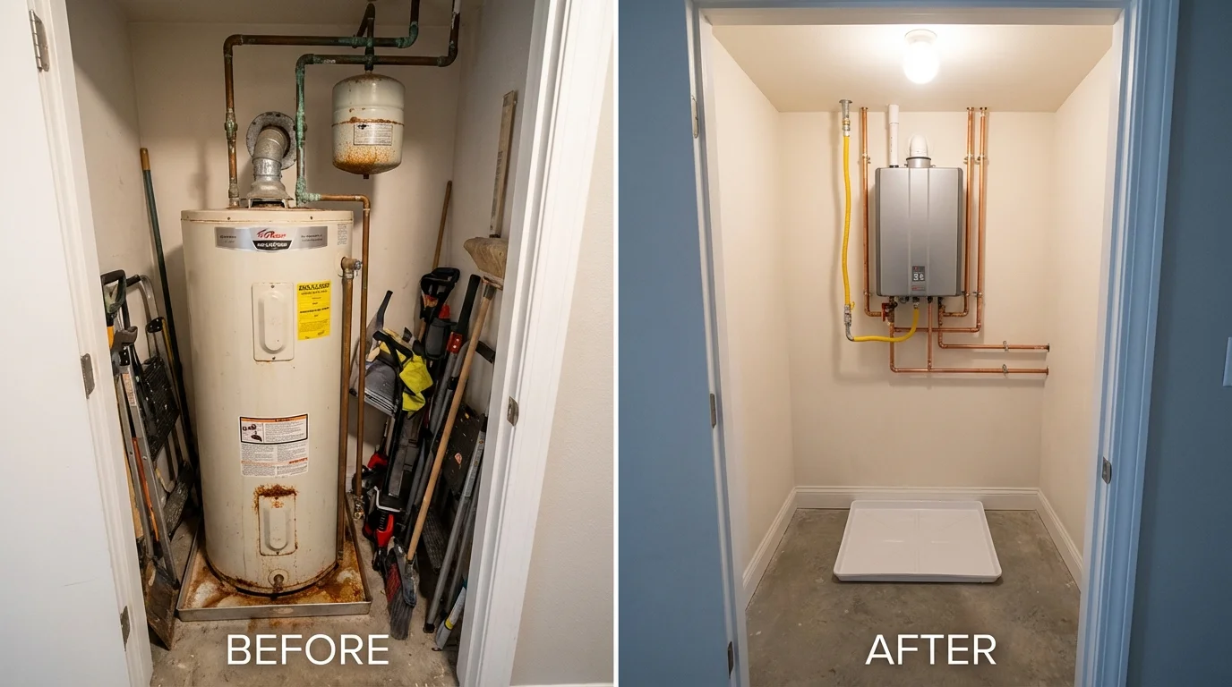 Tank water heater versus wall-mounted tankless unit comparison for Oregon, MO homeowners